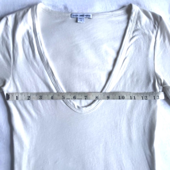 James Perse Standard Cream Rushed Bodycon Midi Dress V-Neck 3/4 Sleeve size 0 - Picture 7 of 11